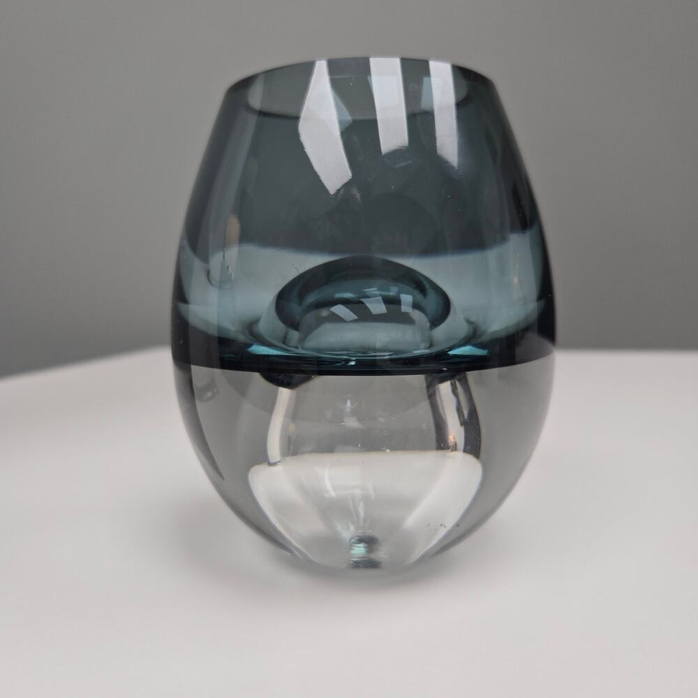 Vintage Holmegaard Style Smoked Glass Double Layer Nested Bud Vase Candle Holder - Picture 14 of 14